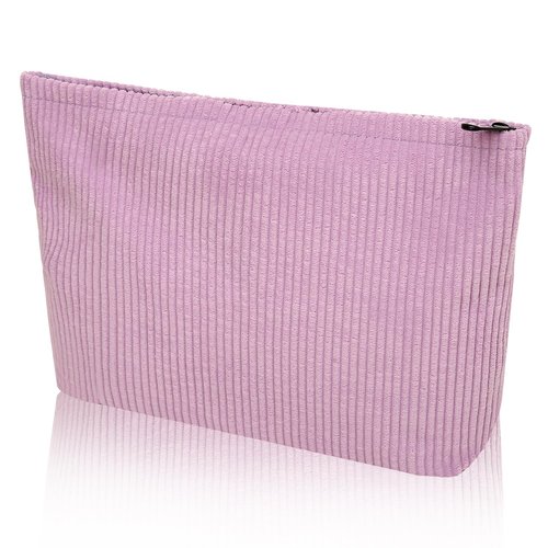 Wudimeitt Cosmetic bag Makeup bag Preppy Cute Corduroy Toiletry bag for women travel essentials (purple)