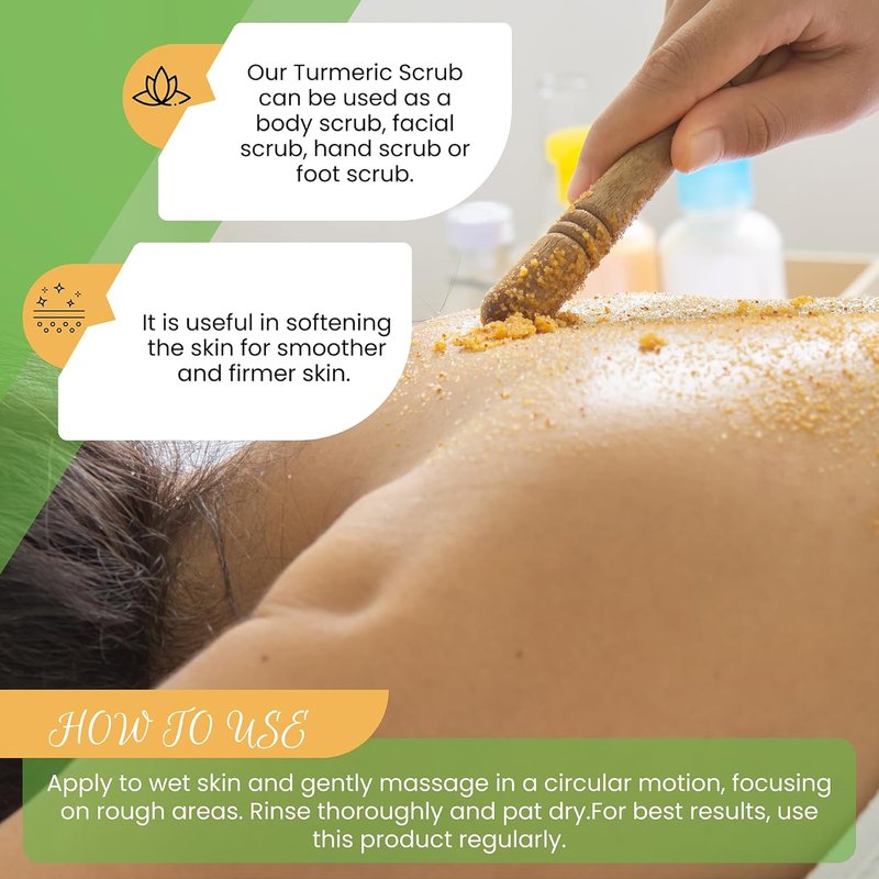 Turmeric Body Scrub - Handmade Natural Exfoliating Scrub for Body, Face & Hands | 7.8oz, All Skin Types