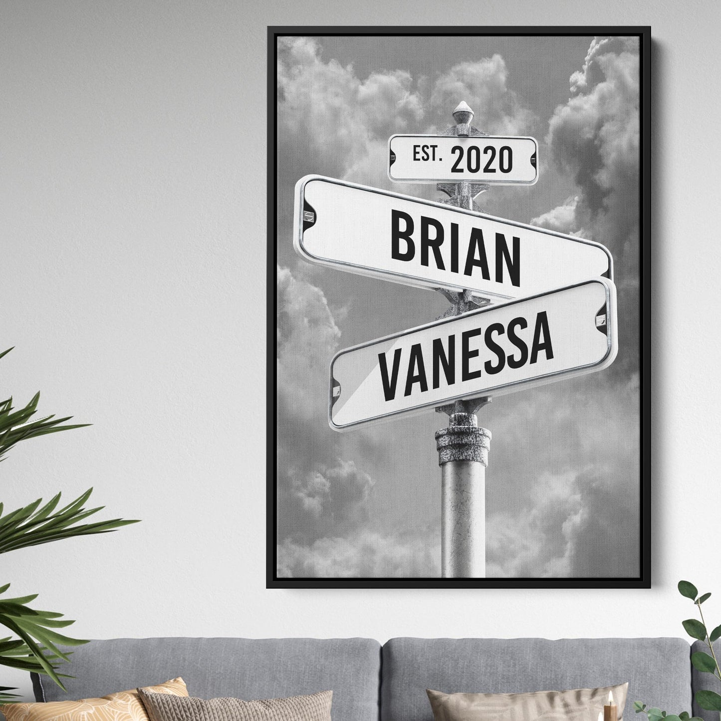 Personalized Canvas Gifts For Couples - Custom Vintage Street Sign Name And Date Canvas Poster Print, Christmas Gifts, Valentines Day, Wedding Gift - Gift Wrapping Available (Style 1)