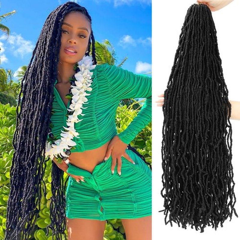 Faux Locs 36 Inch 7 Packs 1B Soft Locs Crochet Hair Pre Looped Crochet Locs Long Loc Products for Black Women Butterfly Hair(36inch,7packs,1B)