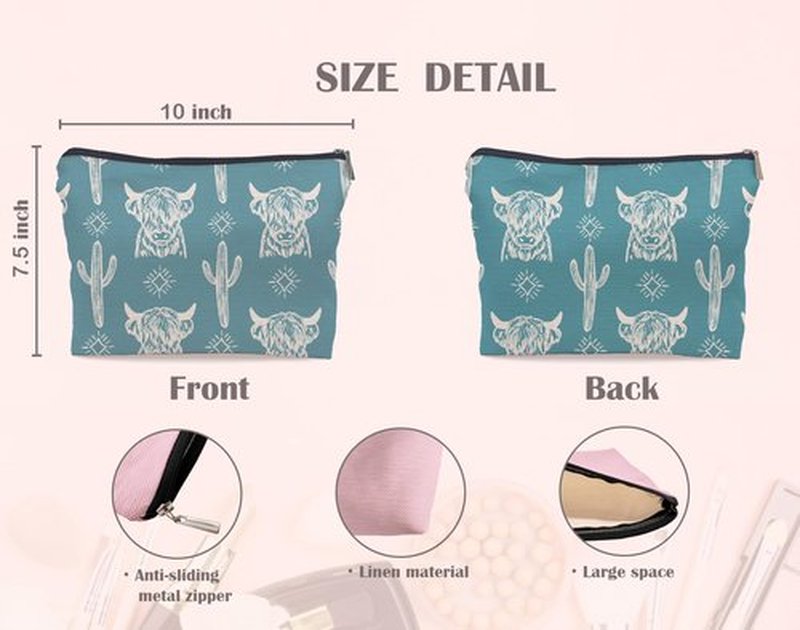 Lacosu Western Makeup Bag,Western Gifts For Women,Cow Makeup Bag,Cowgirl Stuff,Western Stuff For Women,Western Gifts,Cowgirl Gifts(COW E)