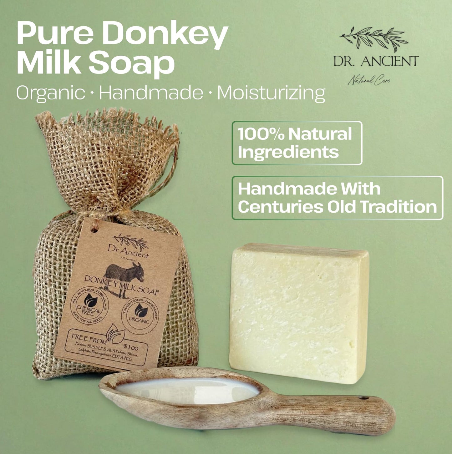 Dr.Ancient Donkey Milk Soap Bar Natural Moisturizing Milk Soap Ancient Inspired Handmade for Face and Body Gentle Cleanser for Sensitive and Dry Skin 5 oz (Pack of 4)