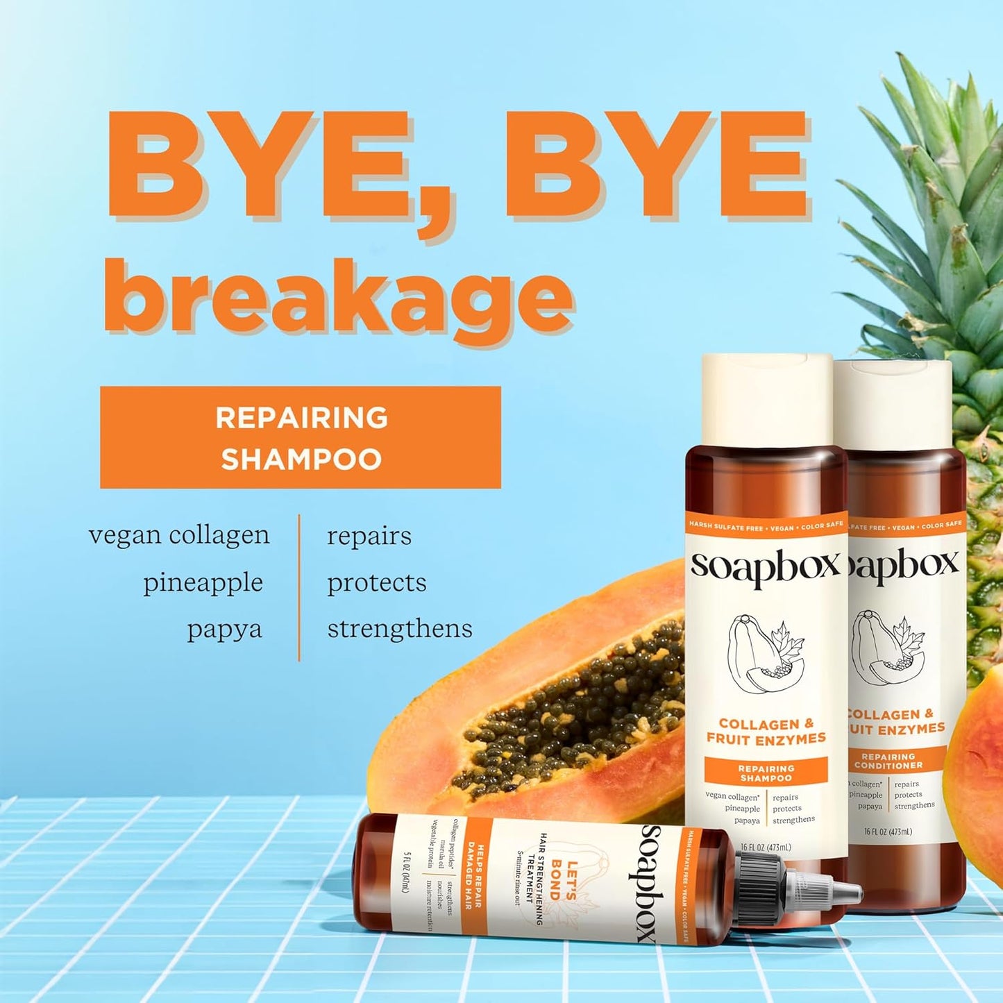 Soapbox Shampoo, Vegan & Cruelty Free Hydrating Shampoo with Tea Tree with Shea Butter, Color Safe, Paraben and Harsh Sulfate Free All Natural Hair Cleanser, 16oz (Pack of 3)