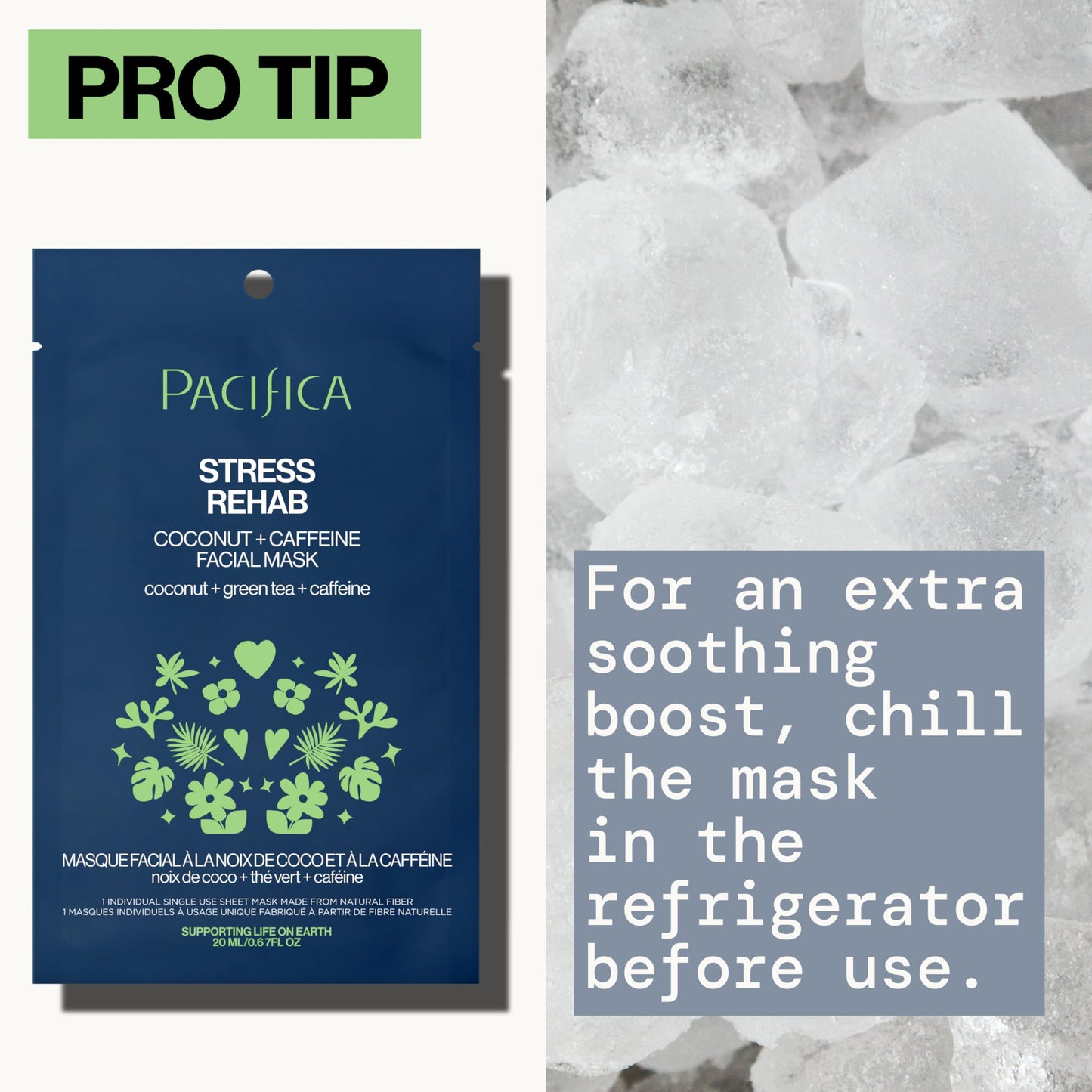 Pacifica Sheet Mask - Skin Rehab Coconut & Caffeine Facial Mask - Sheet Mask for Redness & Puffiness, Infused w/Green Tea, Turmeric & Hyaluronic Acid, Vegan & Cruelty-Free Skincare