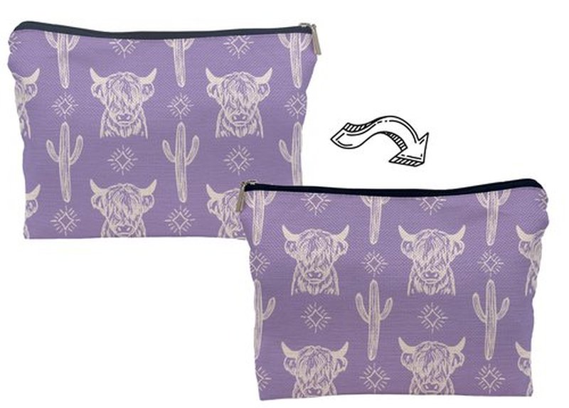 Lacosu Western Makeup Bag,Western Gifts For Women,Cow Makeup Bag,Cowgirl Stuff,Western Stuff For Women,Western Gifts,Cowgirl Gifts(COW D)