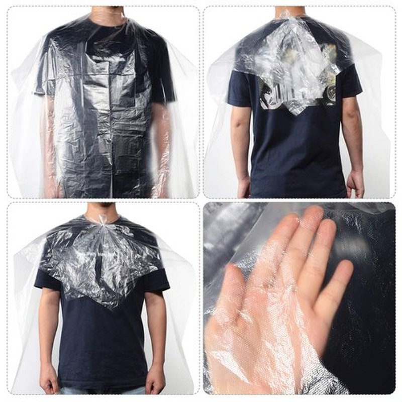 100 Disposable Salon Cape Waterproof Hair Dye Cutting Coloring Apron Shawl Barber Shampoo Cape (Clear, 51.2 x 36.2 Inch)