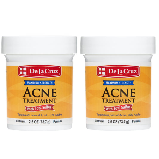 De La Cruz 10% Sulfur Ointment Cystic Acne Spot Treatment for Face & Body Skin Care Face Mask & Blackhead Remover, Treatment for Hormonal Acne 2.6 oz, 2 Pack