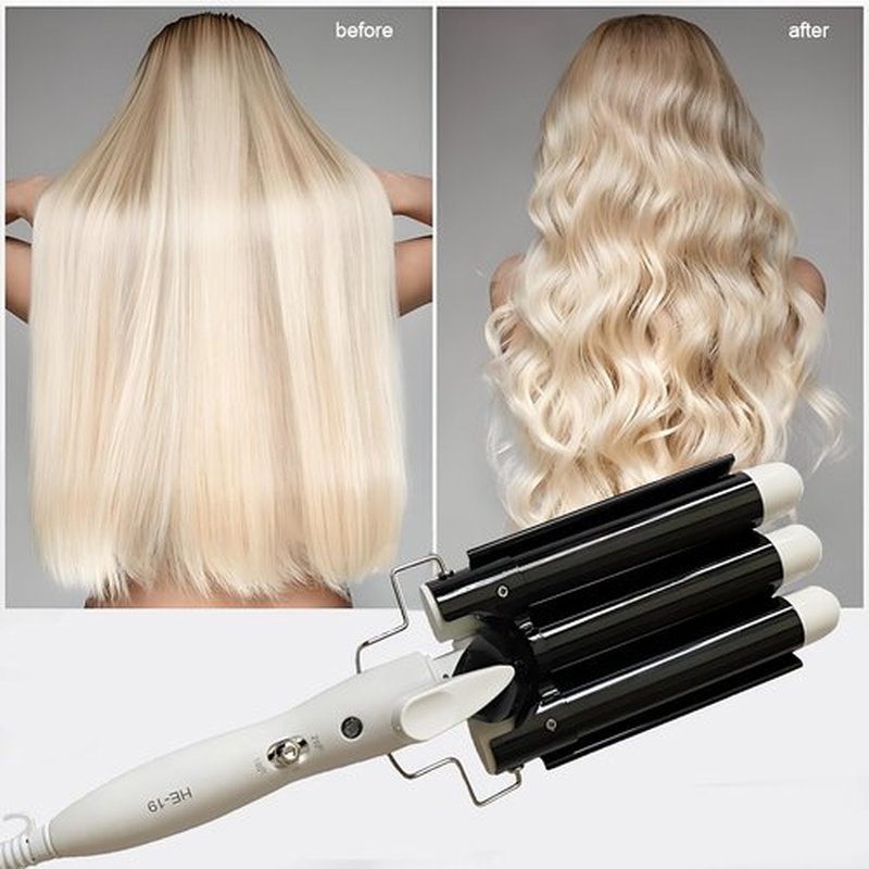 3 Jumbo Barrel Curling Iron Wand 32mm Hair Waver Temperature Adjustable Ceramic Big Waves Hair Crimper