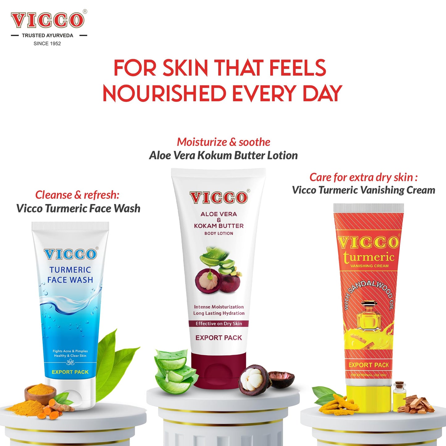 Vicco Aloe Vera and Mangosteen (kokum butter) Lotion for Body, Hands & Face, Soft-Absorbing Texture, 6.76 Fl Oz (Pack of 1)
