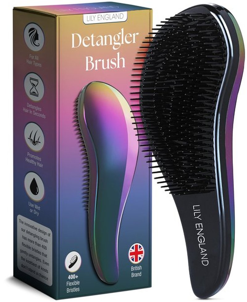 Detangler Brush for Thick Hair, Curly, Straight & Natural Hair - Gentle Detangling Hair Brush for Women, Kids & Toddlers w/Flexible Bristles - Lily England Hairbrush for Wet & Dry Hair, Petrol