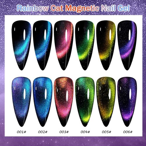 HAGUAN Cateyeslay Magnetic Gel Polish, Magnetic Gel Polish Cat Eye, CatEyeSlay Cat Eye Magnetic Nail Polish, Cat Eye Gel Nail Polish Set, For Home DIY Manicure Varnish Art Design (04)