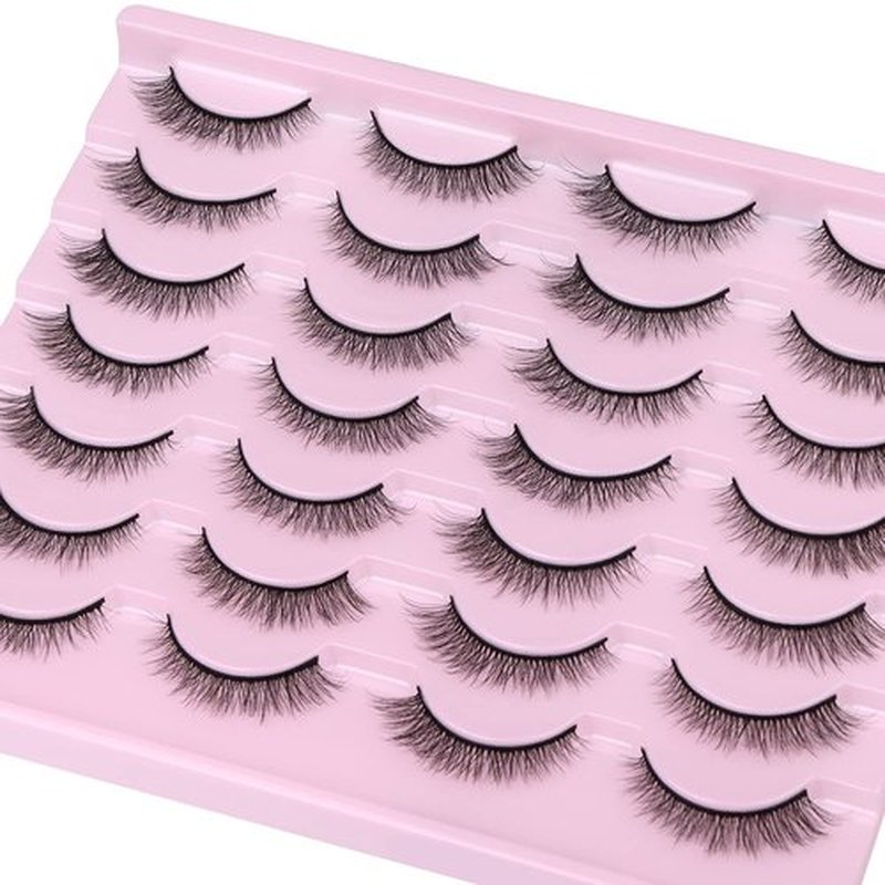 Natural Lashes 10mm Wispy False Eyelashes Natural Look Faux Mink Wispies Eyelashes Fluffy Strip Lashes Pack by Kiromiro