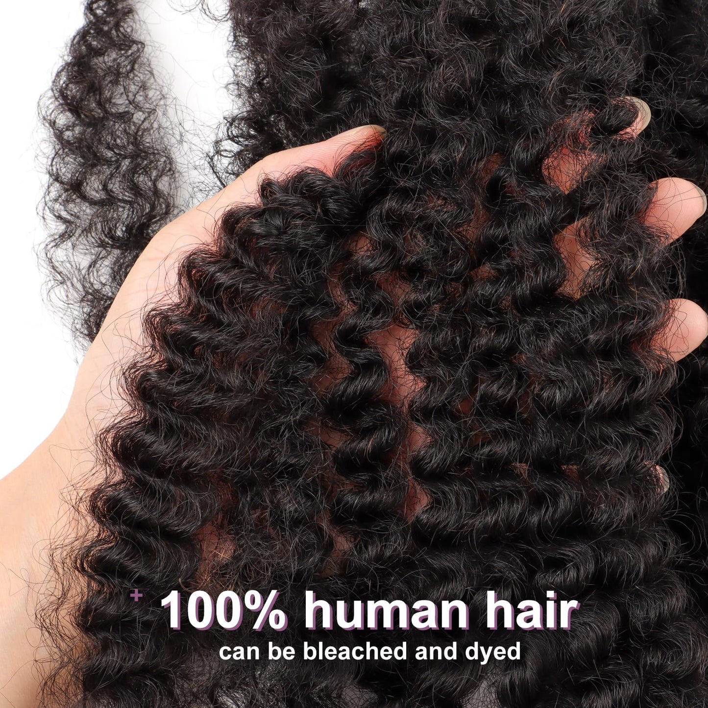 ADIASAI Afro Kinky Bulk Curly Human Hair 20 Inch 30g for Permanent Micro Locs Mini Kinky Twist Braids Loc Extensions Dreadlock Extensions Repair Locs Can Be Bleached Dyed (20inch, Natural Black)