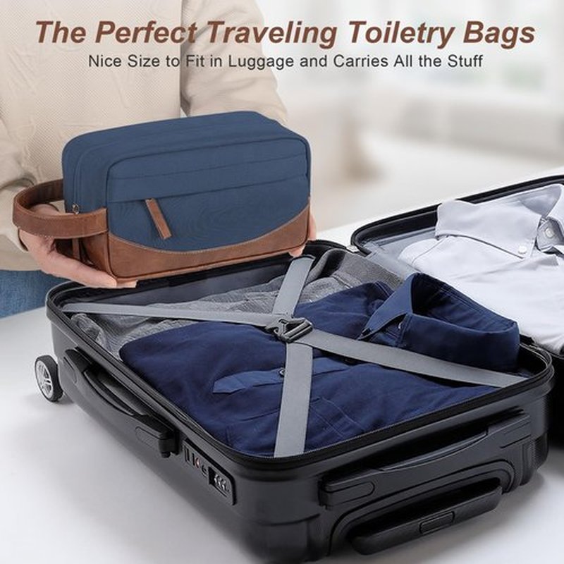 Ezday Travel Toiletry Bag for Men, Hanging Toiletry Organizer, Water Resistant Shaving Kit with Large Capacity for Travel Accessories - Navy Blue