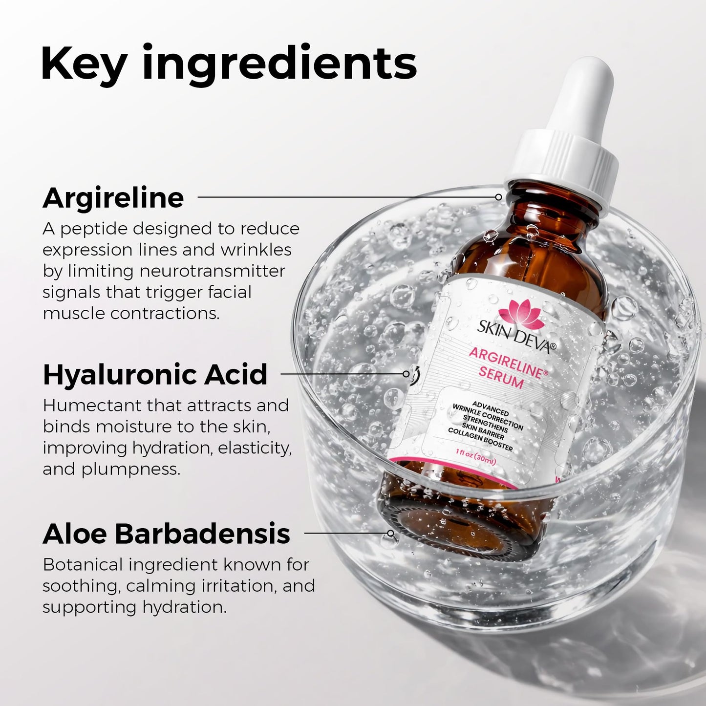 Skin Deva Argireline® Peptide Serum with Hyaluronic Acid – Acetyl Hexapeptide-8 Formula – Hydrating Anti-Aging Face Serum for Fine Lines & Smoother-Looking Skin (PACK OF 2)