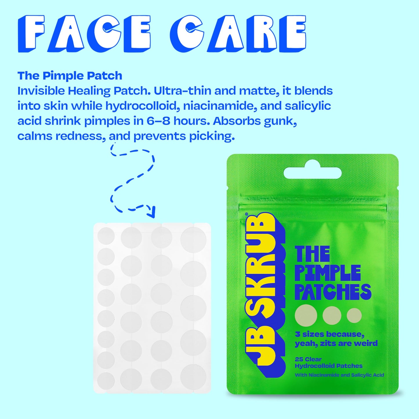 JB SKRUB Boys Acne Skincare Kit for Teens, Complete 4-Step Routine: Face Wash, Face Lotion, Cleansing Pads and Pimple Patches, Starter Set