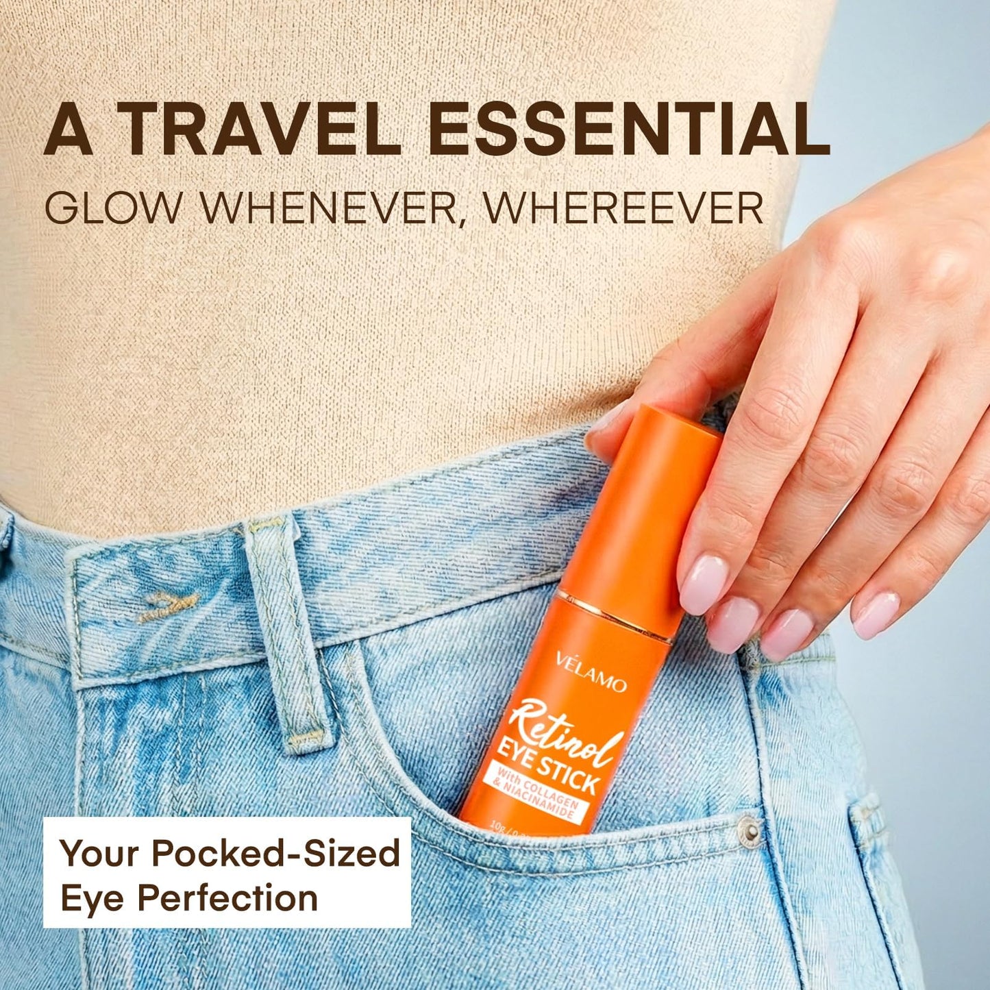 VELAMO ADVANCED Retinol Under Eye Balm Stick - Korean Eye Cream for Dark Circles, Puffiness, Eye Bags, Wrinkles & Fine Lines - 8-IN-1 Formula with Collagen, Niacinamide, Peptides & Hyaluronic Acid