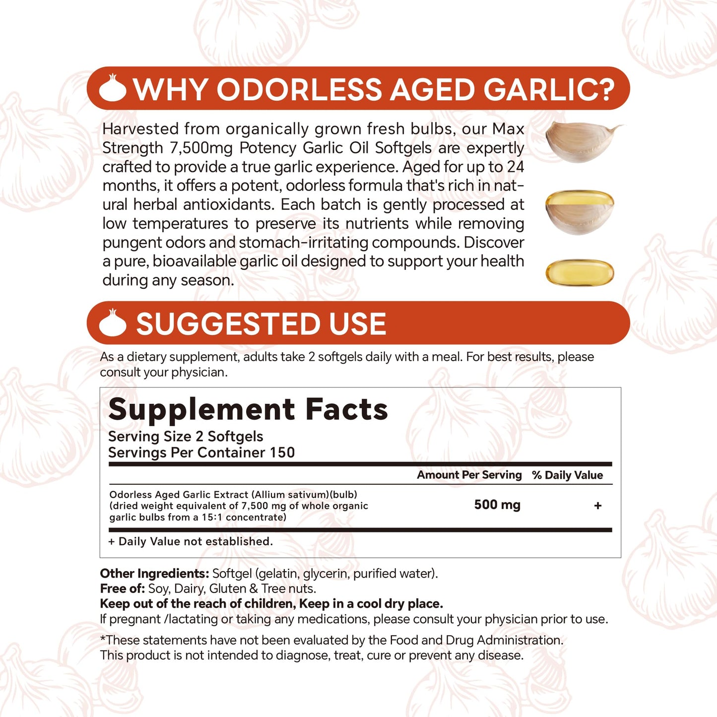 Zontixyrl Aged Garlic Extract Softgels - Odorless Formula for Heart & Immune Support | Max Strength | Non-GMO | Gluten-Free | 300 Softgels