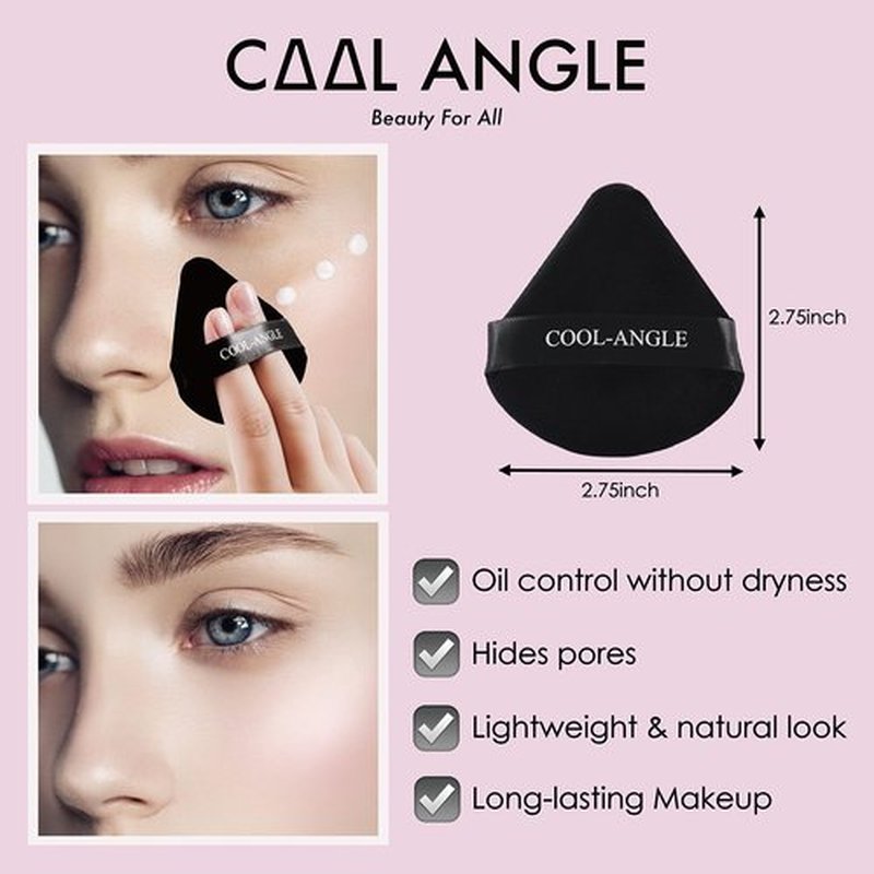 COOL-ANGLE 6Pcs Triangle Makeup Powder Puffs For Face Powder Flawless Beauty Soft Washable And Reusable Applicators For Under Eyes And Face Corners, Loose Setting Powder