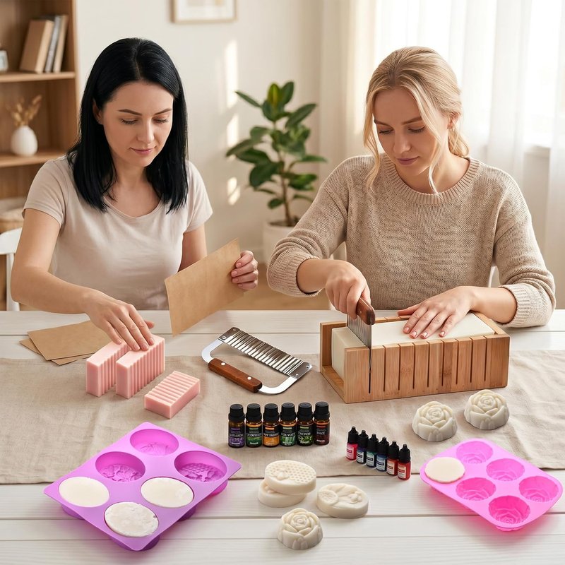 Soap Making Kit for Adults - All-in-One Supplies with Goat Milk Base, Silicone Molds & 500+ DIY Accessories