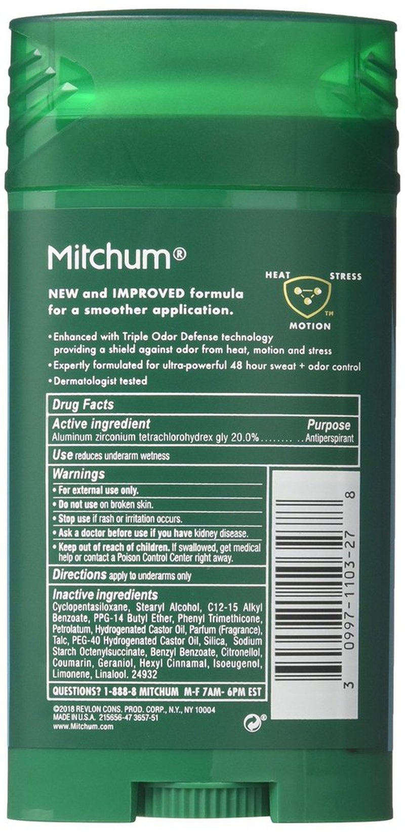Mitchum Men Triple Odor Defense Anti-Perspirant & Deodorant â€“ Clean Control â€“ 2.7 Oz.,Pack of 3)