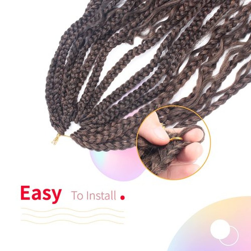 Niseyo Goddess Box Braids Crochet Hair 16 Inch 8 Packs Short Crochet Box Braids Pre Looped Curly Ends Boho Style Synthetic Hair (T30/Ombre Medium Dark Brown)