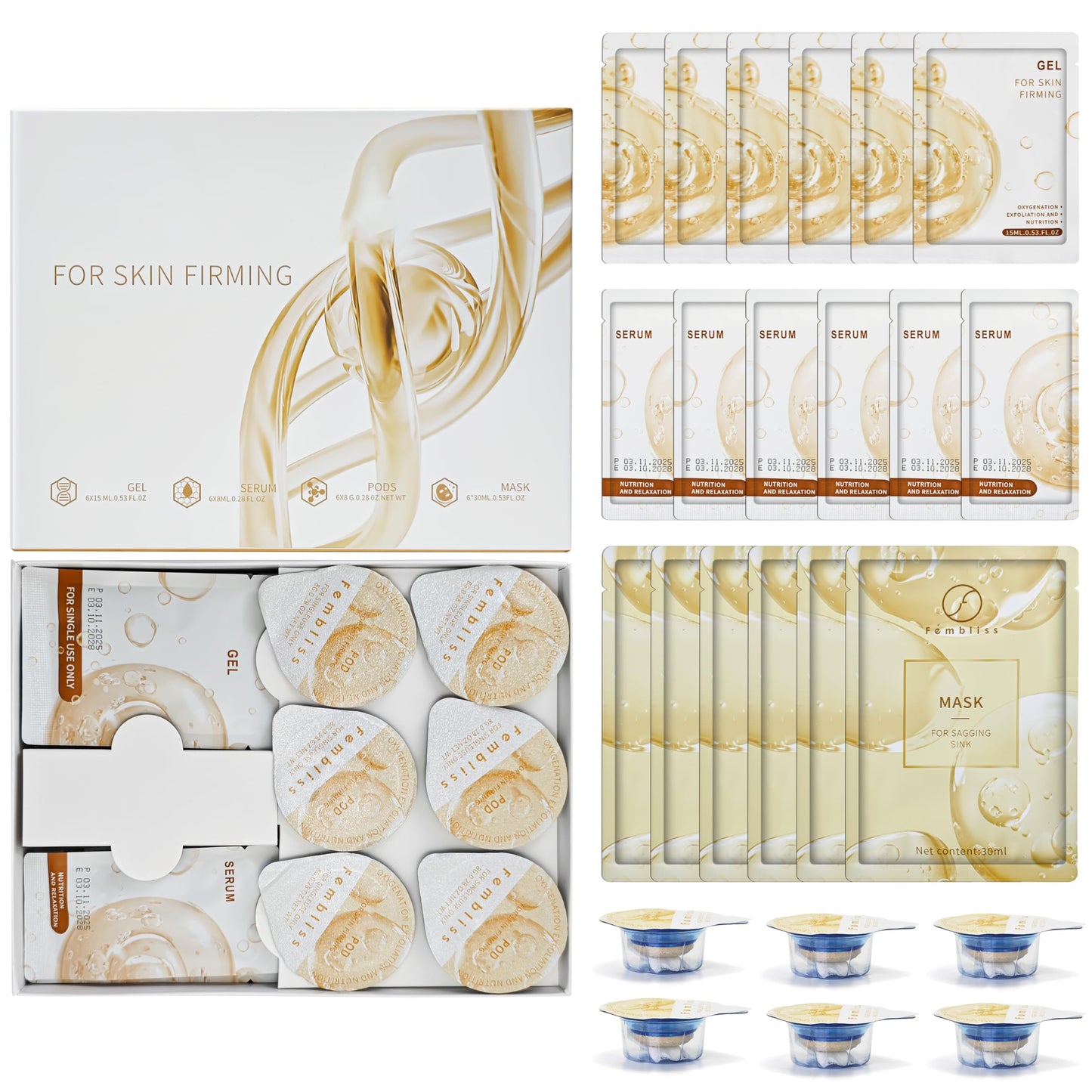 Elitzia CO₂ Facial Kit - 6 Sets/Box for CO₂ Oxygen Facial Machine, Skin Firming & Elasticity Enhancement ETDMASK1 (Firming Formula)