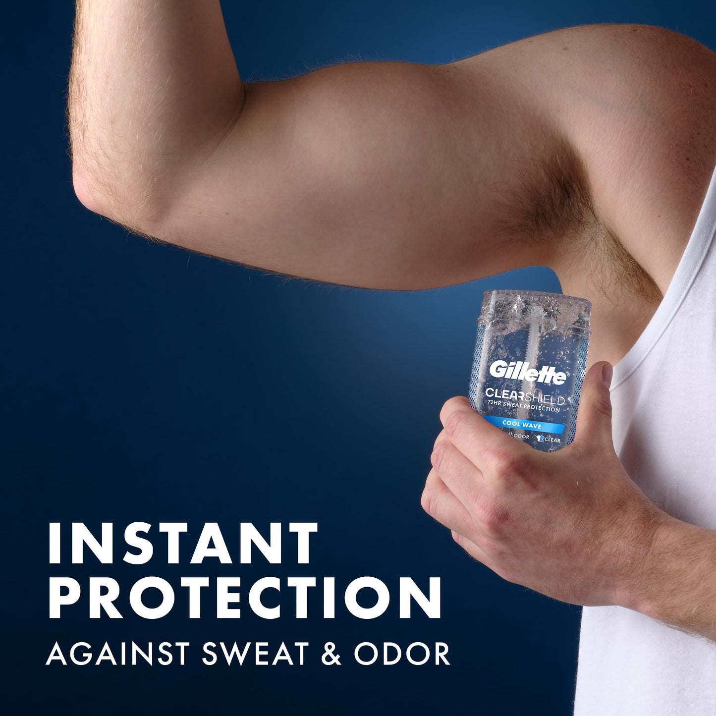 Gillette Antiperspirant and Deodorant for Men, 72hr Sweat & Odor Protection, Long Lasting Freshness, Anti-White Mark Technology, Clear Gel, Cool Wave Scent, 0.5 oz