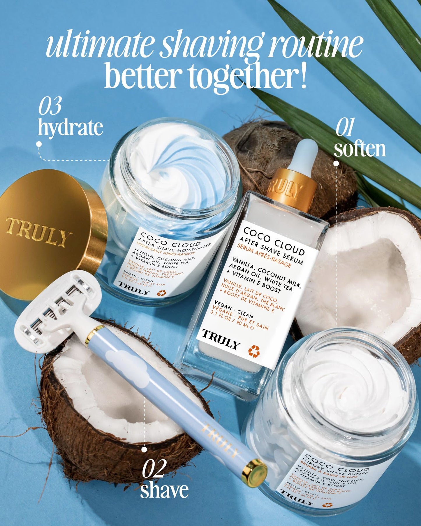 Truly Beauty Coco Cloud Luxury Shave Butter | Softens Hair & Fights Ingrowns | Infused with Coconut Milk, Mango Seed Butter & Argan Oil for Hydrated, Smooth Skin | Coconut & Vanilla Scent (2 Fl Oz)