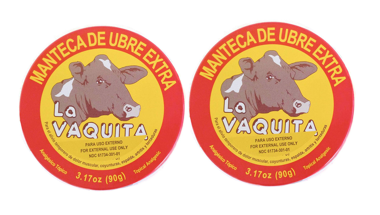 BILITOK 2 Pack La Vaquita Extra Strength Udder Balm Manteca Ubre De Vaca Pain Relief 3.17 Oz. Topical Analgesic