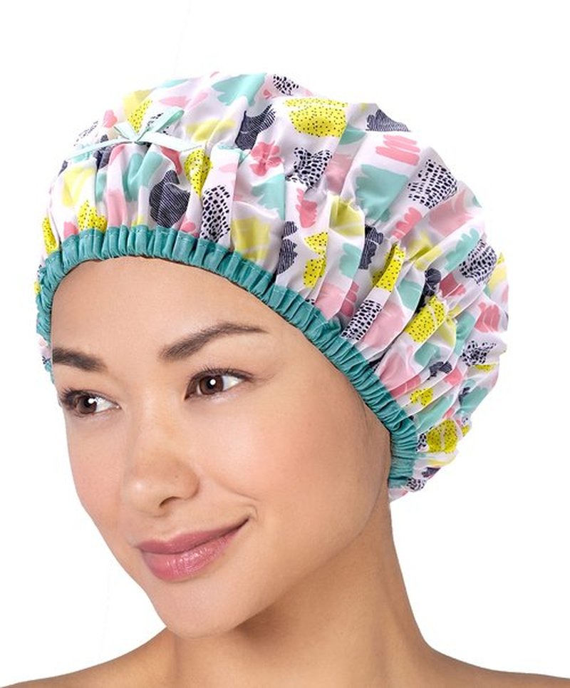 Reusable Shower Cap & Bath Cap & Lined, Oversized Waterproof Shower Caps Large Designed for all Hair Lengths with PEVA Lining & Elastic Band Stretch Hem Hair Hat - Fashionista Living Color