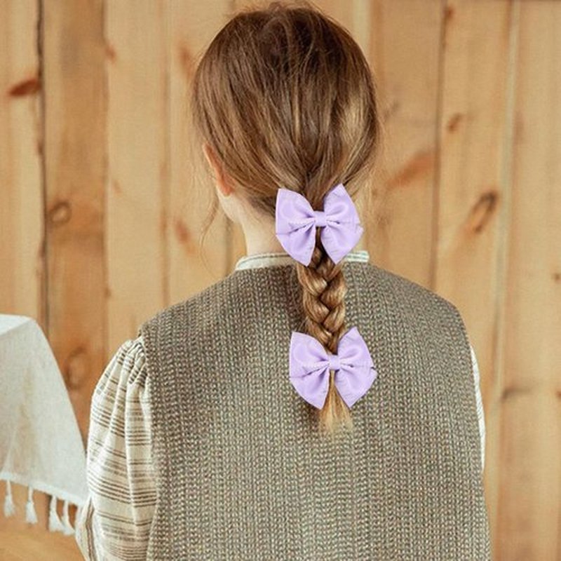 3 Inches Ruffled Grosgrain Ribbon Pinwheel Hair Bows Alligator Clips Hair Barrettes 2pc Cute Handmade Hair Decor Accessories for Baby Girls Kids Toddlers Teens Light Purple