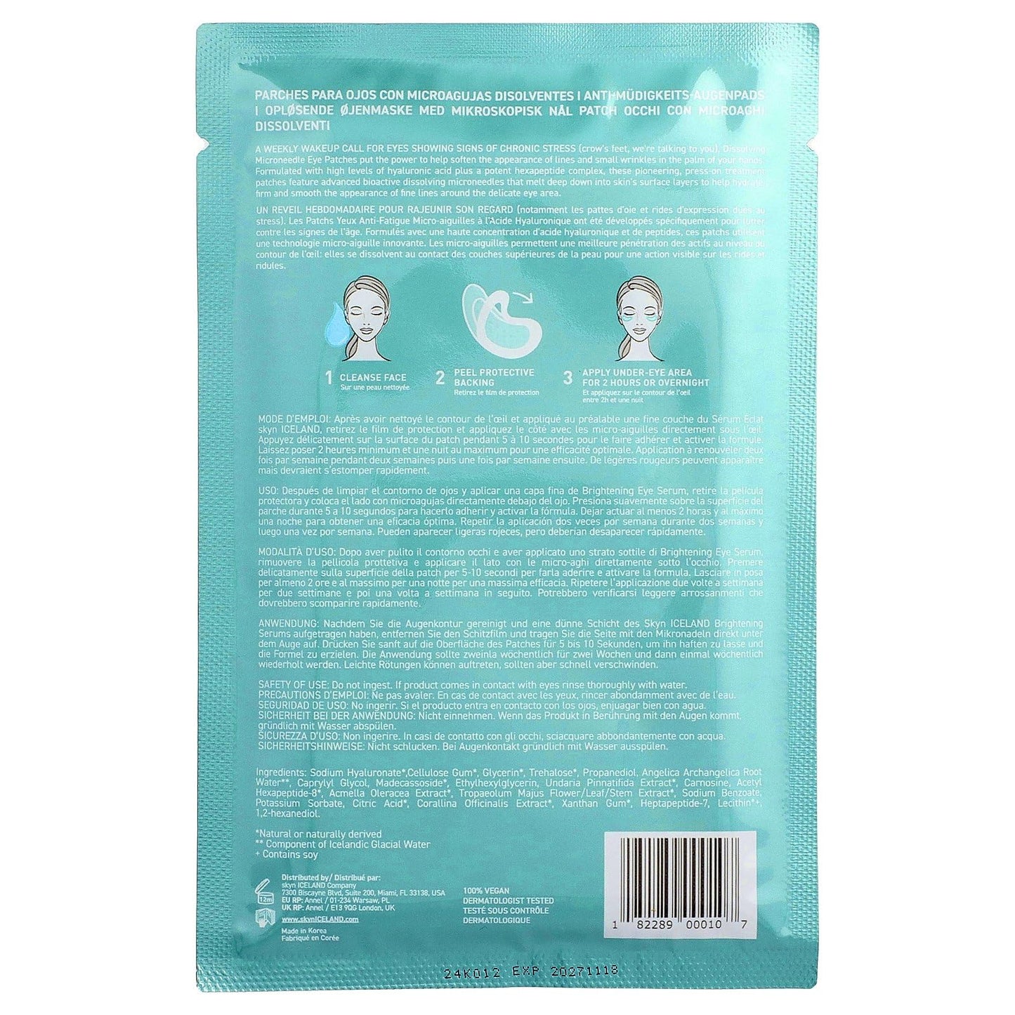 Skyn ICELAND Microneedle Eye Patches With 39% Hyaluronic Acid and Peptides