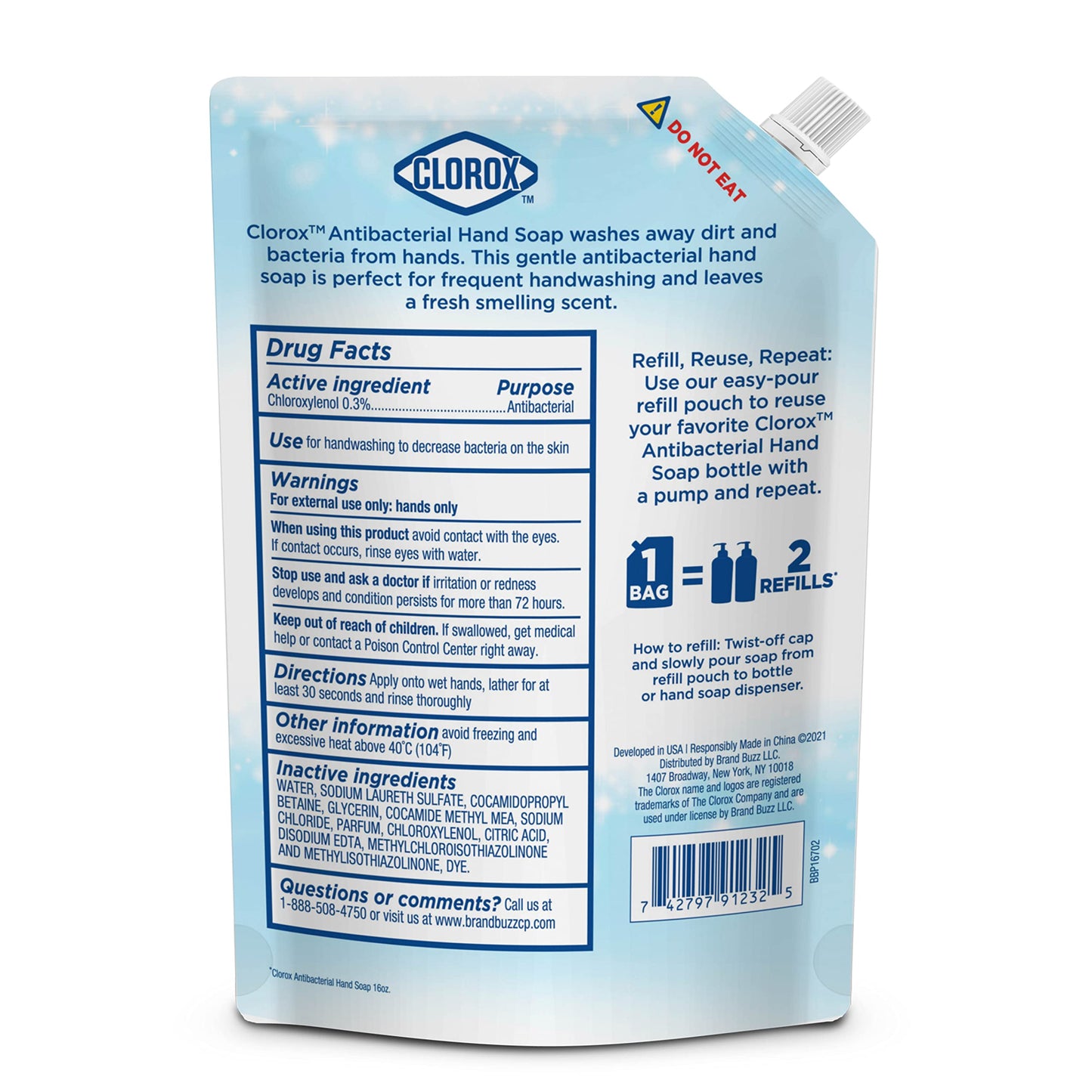 Clorox Antibacterial Liquid Hand Soap Refill, Strawberry Scent - Scented Antibacterial Hand Wash for Bathroom or Kitchen That Washes Away Dirt and Keeps Hands Soft, 34 Fl Oz