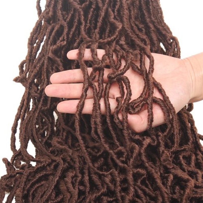 ZRQ 24 Inch 7 Packs New Faux Locs Hair for Butterfly Locs, Pre-Looped Soft Locs Hair Synthetic Goddess Locs Braiding Hair Extensions Knotless Style Natural Wavy Crochet Hair for Women (24 Inch, 30#)
