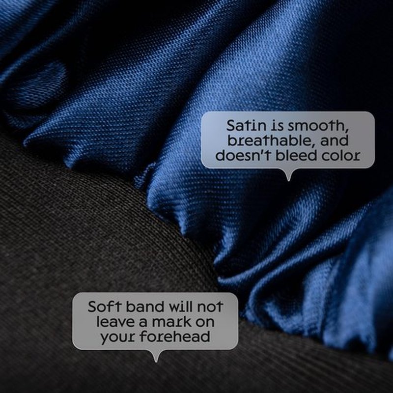 Niagara Satin Bonnet Men - Blue Bonnet for Sleeping Men - Reversible Night Cap - Mens Bonnet for Curly Hair - Large Bonnet with Double Layer (Black/Blue)