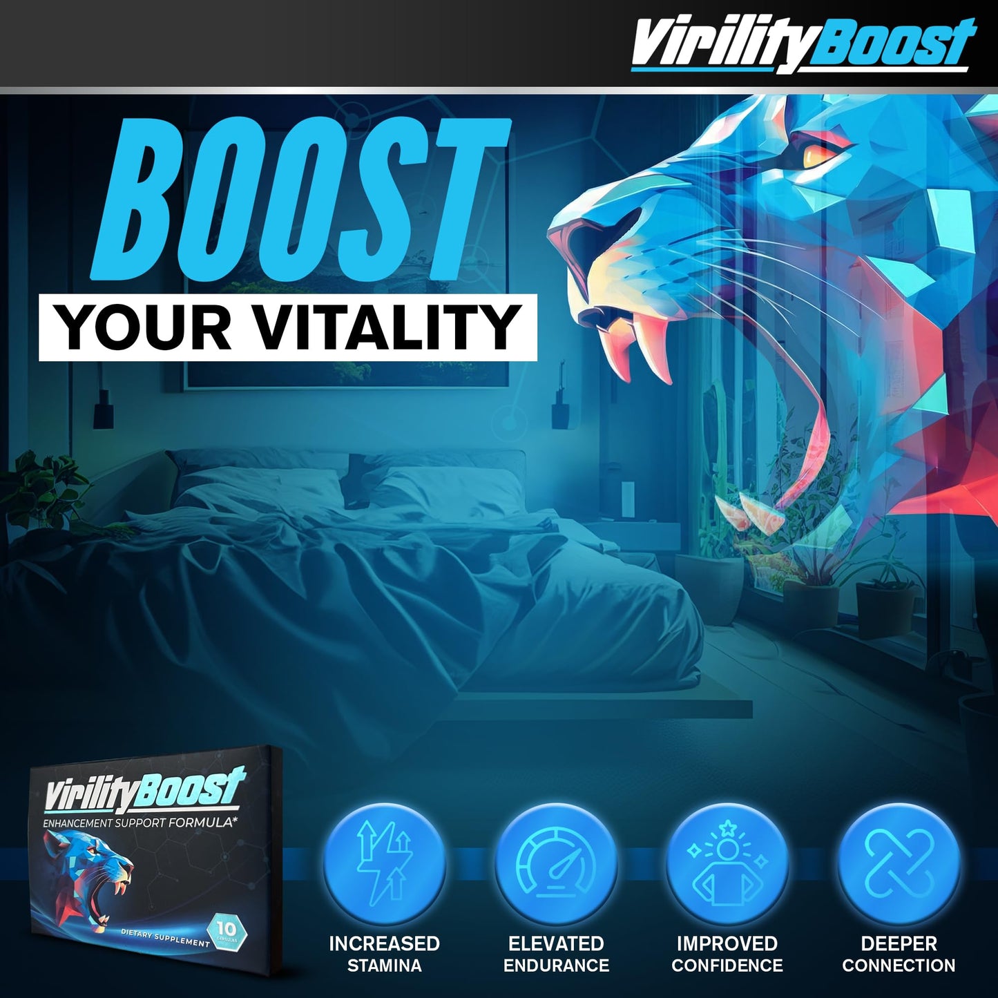 VirilityBoost Maximise Stamina, Energy & Endurance – Male Performance Supplement – Vitality & Stamina Support