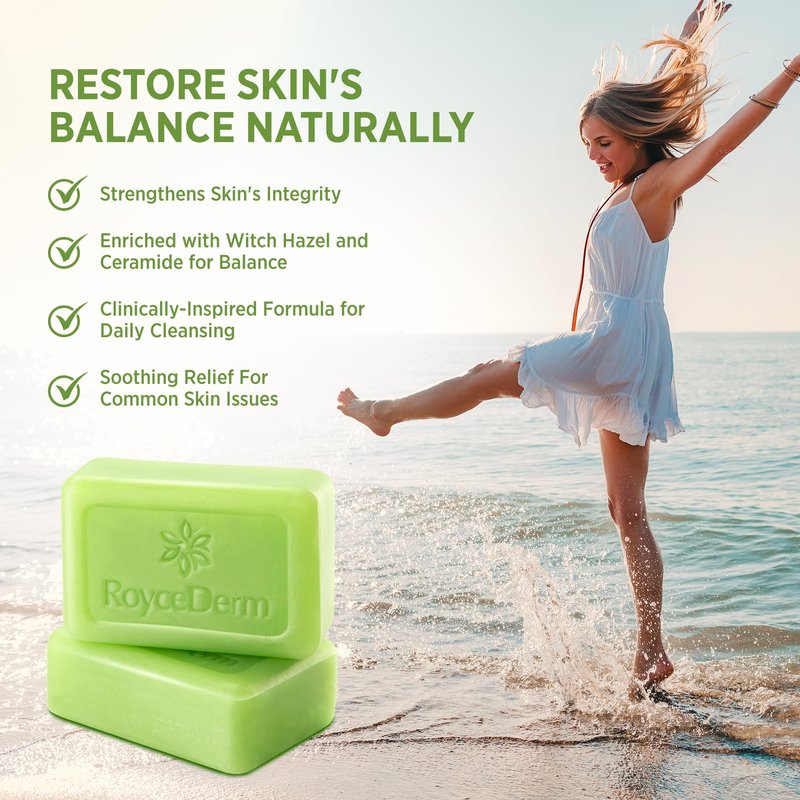 Roycederm Antifungal Bar Soap - Tea tree Oil Soap - Athlete’s Foot Treatment for Jock Itch & Ringworm - Tea Tree Oil Scent, 4 Pack