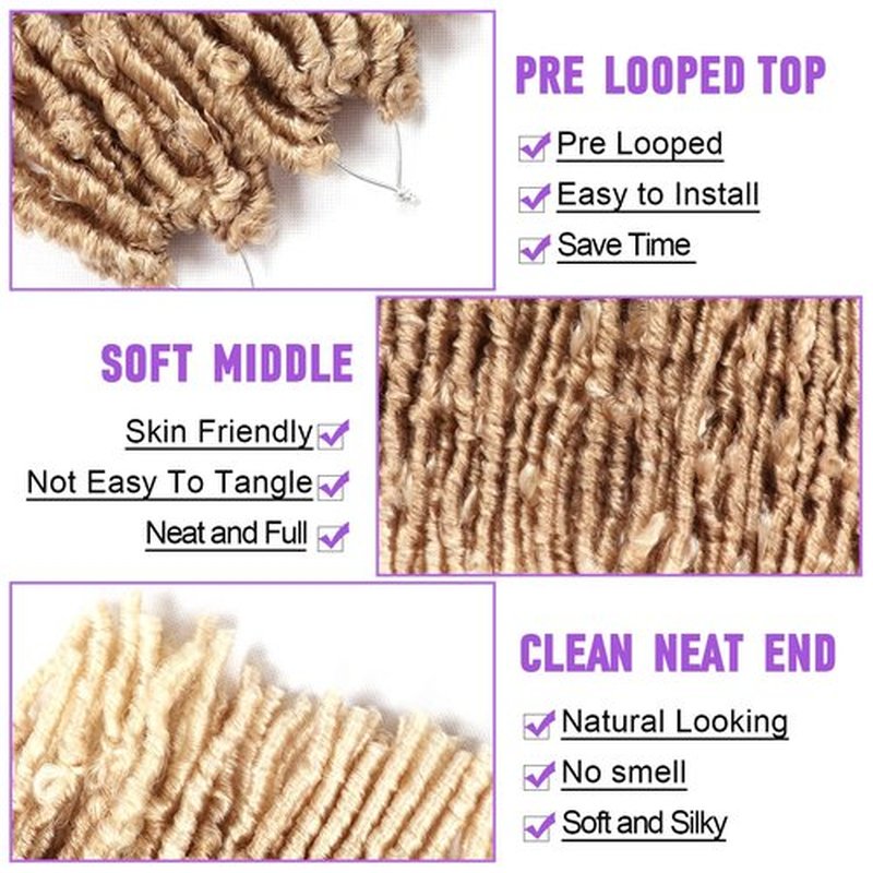 Butterfly Locs Crochet Hair-7 Packs Faux Locs Crochet Hair 12 Inch Distressed Soft Locs Crochet Hair For Black Women (12 Inch(Pack of 7), 27#/613#)