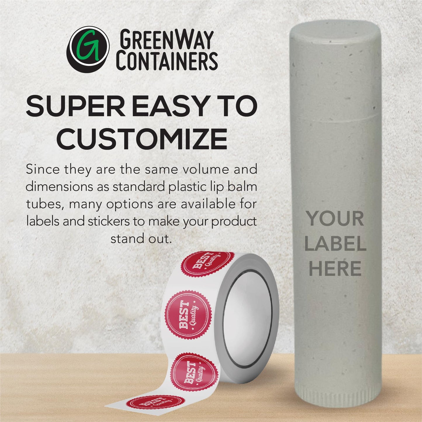 GreenWay 0.15oz / 4.25g Bamboo Lip Balm Tubes with Lids - 50 Pack Twisting Empty Chapstick Tubes - Plastic-free Refillable Lip Gloss Tube - Eco-Friendly DIY Cosmetic Containers – White