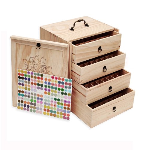 TORIBIO Essential Oils Box for 192 Bottles, Wooden Essential Oils Storage Organizer Holds 5 10 15 20 30 ml for Young Living & Doterra Bottles