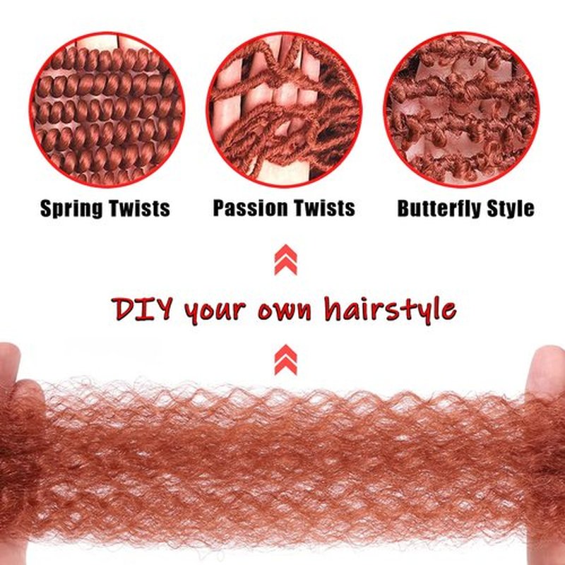 IXIMII 30 Inch Ginger Springy Afro Twist Hair 3 Packs Soft Pre-Separated Marley Braiding Hair Pre-fluffed Crochet Spring Twist Synthetic Hair Extensions for Distressed Faux Locs,Passion Twists