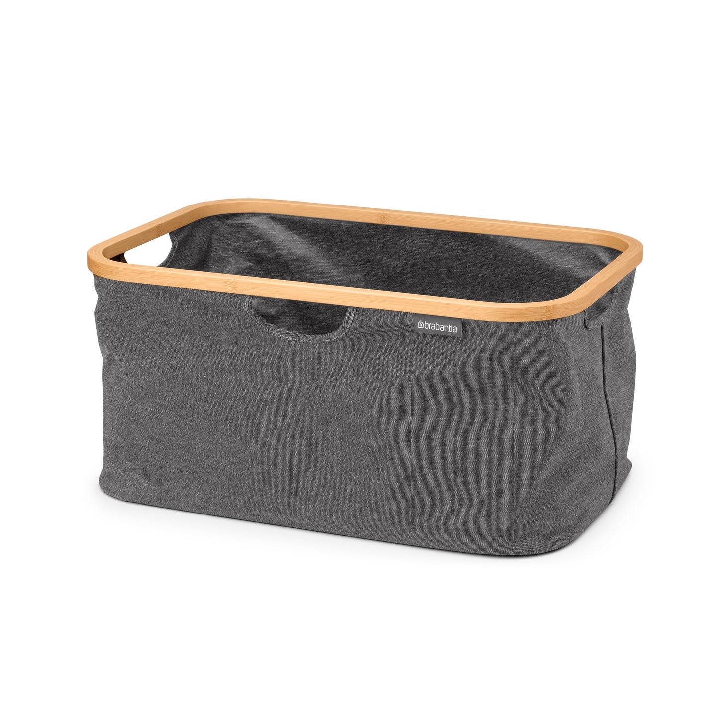 Brabantia - Foldable Laundry Basket 10.6 Gal - Water Resistant Hamper for Wet & Dry Laundry - Storage Basket for Clothes & Linen - Bamboo Rim for Easy Grip - Garment Washing - Pepper Black
