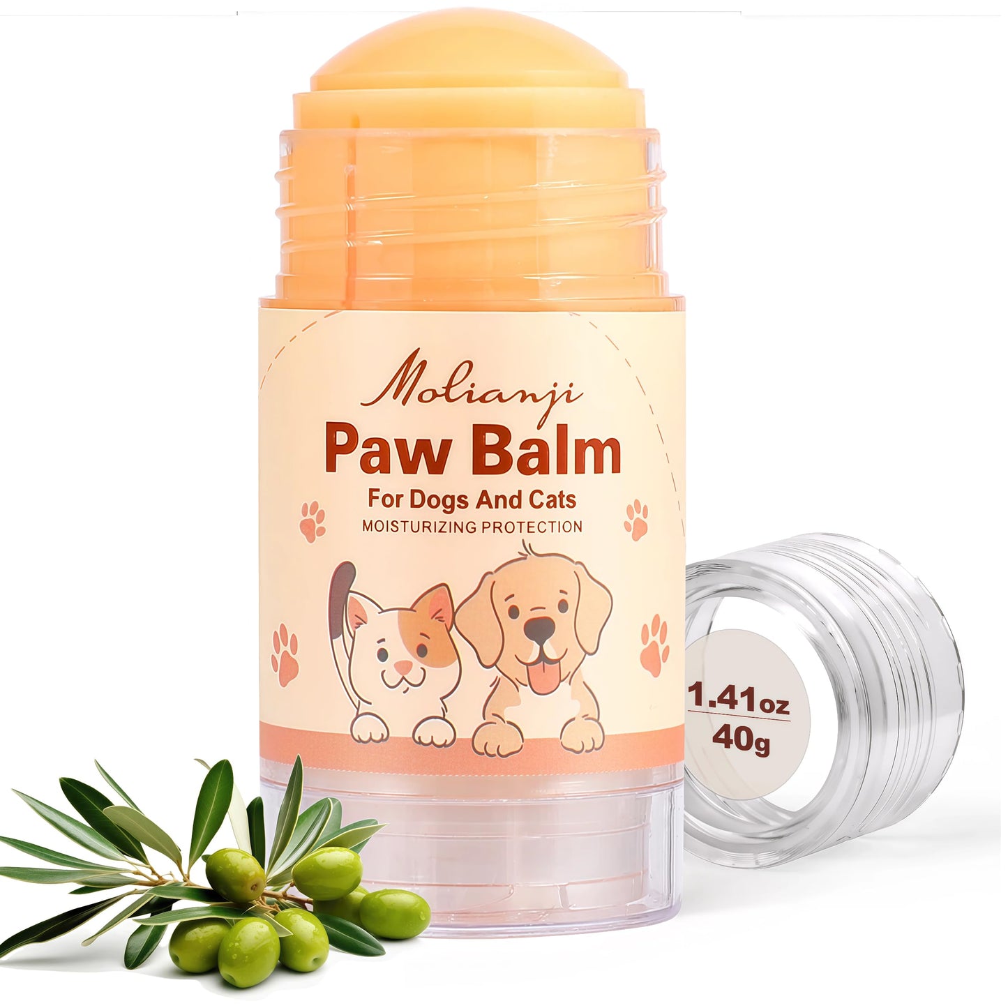 Dog Paw Balm & Nose Balm Stick for Dogs and Cats 1.41oz(40g), Lick-Safe Paw Wax Moisturizer for Dry Cracked Paws, Nose and Elbows, Helps Protect Against Hot Pavement,Snow and Road Salt