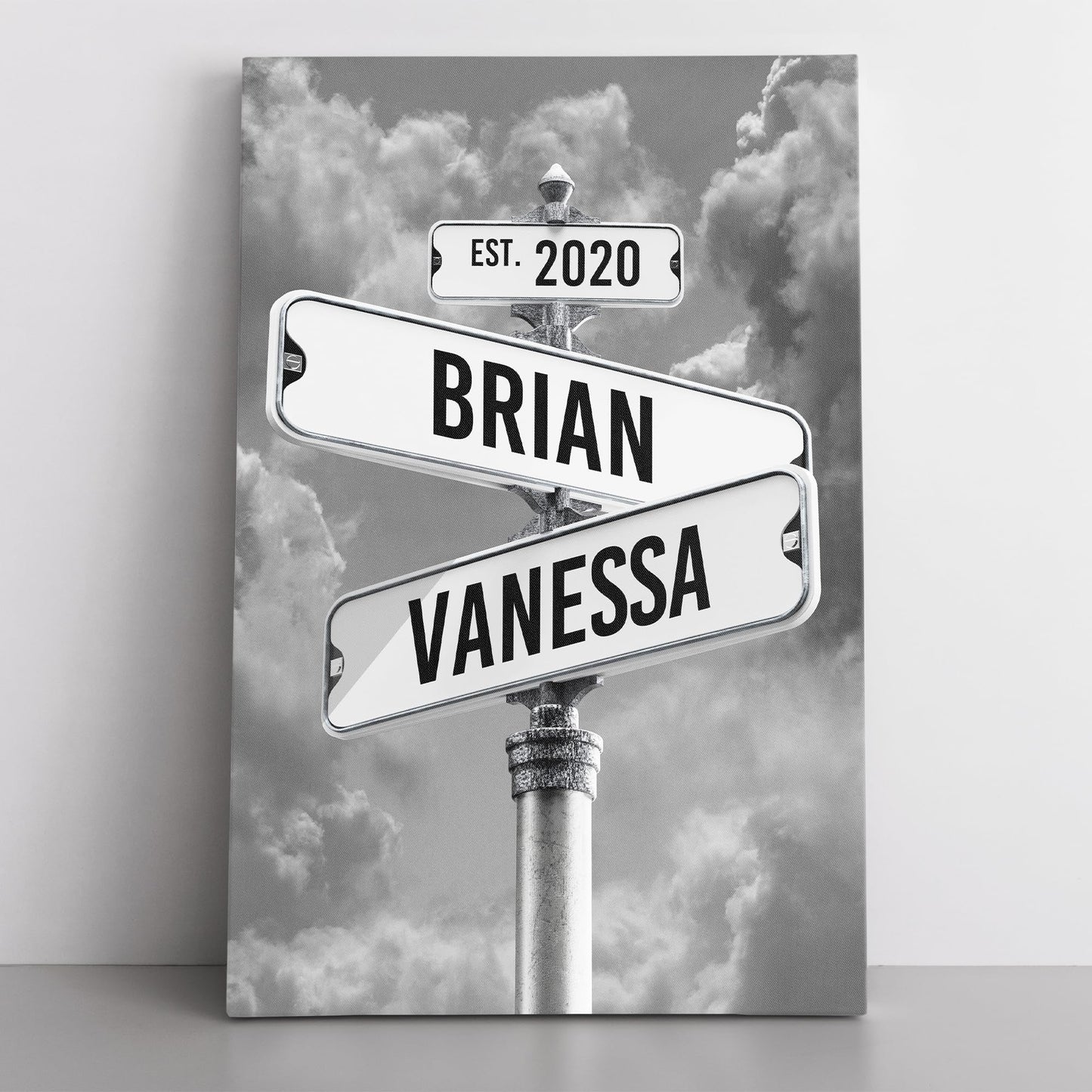 Personalized Canvas Gifts For Couples - Custom Vintage Street Sign Name And Date Canvas Poster Print, Christmas Gifts, Valentines Day, Wedding Gift - Gift Wrapping Available (Style 1)