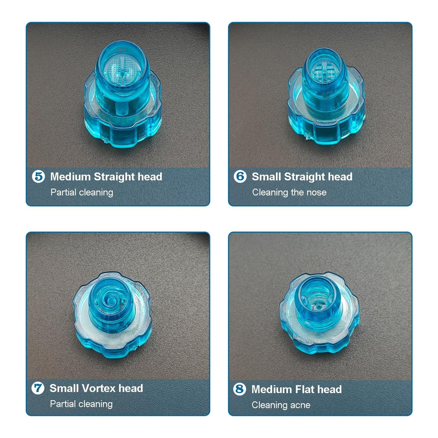Elitzia Plastic Microderma Heads Facial Aqua Peel Tips Water Peeling Caps Facial Care Skin Cleaning Tool Beauty Machine Replacement Spare Parts 8pcs Per Set （Capri Blue）