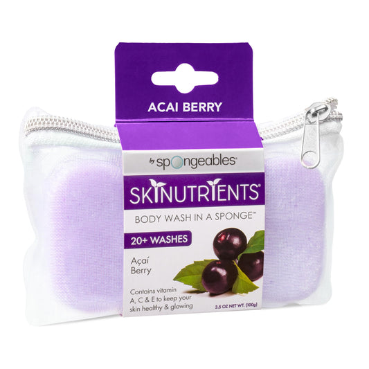 Spongeables Body Wash in a 20+ Wash Sponge, Acai Berry, 1 Count