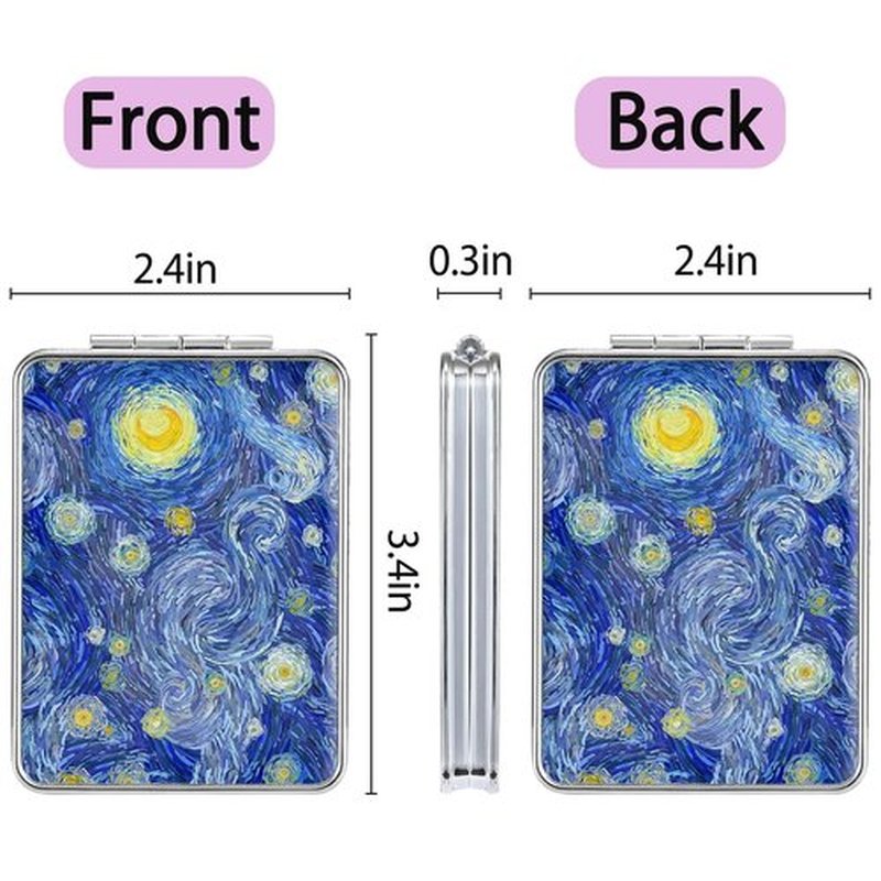 dcdcee Pocket Mirror, Small Travel Mirror with Magnification, Portable Double-Sided Magnifying Cosmetic Mirror for Daily (Blue Moon)