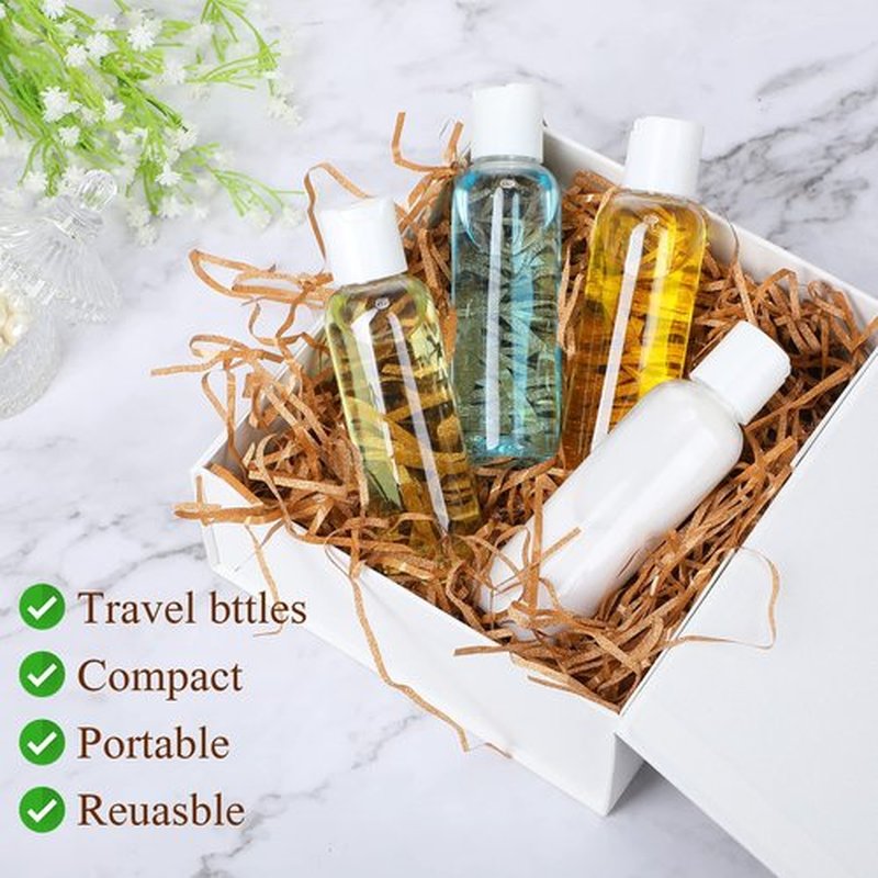 Zubebe 36 Pcs Plastic Travel Bottles with Disc Top Flip Cap Empty Refillable Squeeze Travel Containers for Shampoo Lotions Cream Toiletries Liquid Body Soap (Clear, 4 oz)