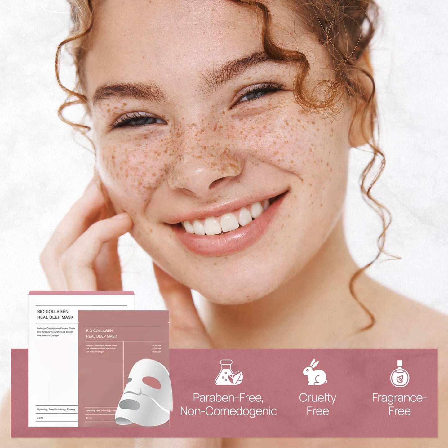 NUVODERMA Bio Collagen Face Mask (5 Pack), Overnight Deep Hydrating Collagen Mask for All Skin Types, Anti-Aging Collagen Sheet Mask, Helps to Minimize Wrinkles, Restores Skin Elasticity & Plumpness